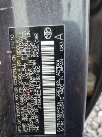 JTDBU4EE4AJ087406 - 2010 TOYOTA COROLLA BASE 灰色 照片 12