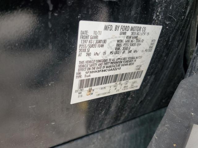 1FMHK8F84CGA52215 - 2012 FORD EXPLORER LIMITED BLACK photo 13