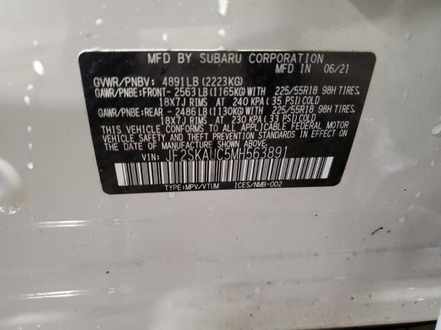 JF2SKAUC5MH563891 - 2021 SUBARU FORESTER LIMITED WHITE photo 13