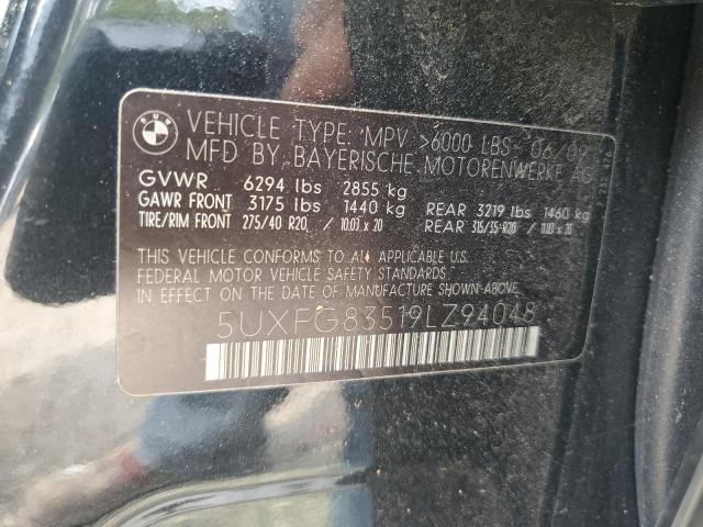 5UXFG83519LZ94048 - 2009 BMW X6 BLACK photo 12