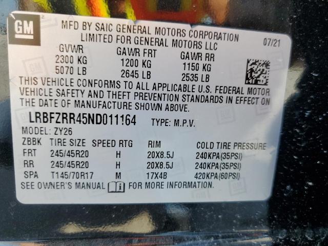 LRBFZRR45ND011164 - 2022 BUICK ENVISION AVENIR BLACK photo 12