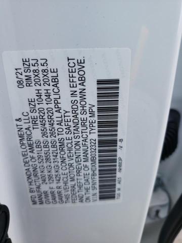 5FNYF8H0XMB032322 - 2021 HONDA PASSPORT ELITE WHITE photo 14