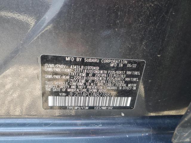 JF2GTAPC0N8278872 - 2022 SUBARU CROSSTREK PREMIUM GRAY photo 14
