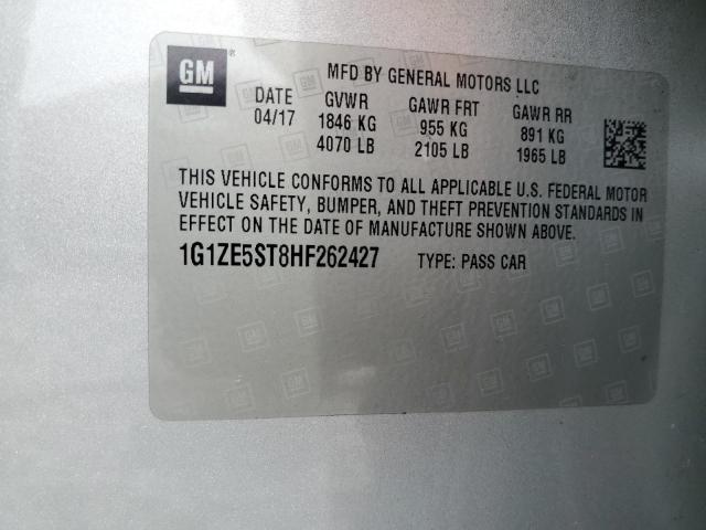 1G1ZE5ST8HF262427 - 2017 CHEVROLET MALIBU LT ვერცხლისფერი ფოტო 12