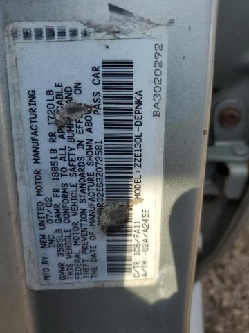 1NXBR32E63Z072581 - 2003 TOYOTA COROLLA CE GRAY photo 12