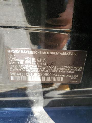 WBA4J1C51JBG80699 - 2018 BMW 430I GRAN COUPE BLACK photo 12