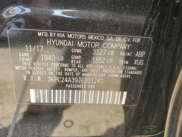 3KPC24A39JE011241 - 2018 HYUNDAI ACCENT SE Чорний фото 12