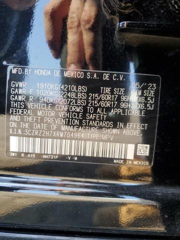 3CZRZ2H7XRM704964 - 2024 HONDA HR-V EXL BLACK photo 12