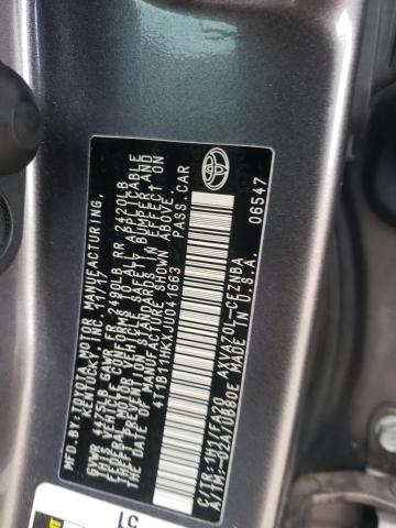 4T1B11HKXJU041663 - 2018 TOYOTA CAMRY L GRAY photo 13