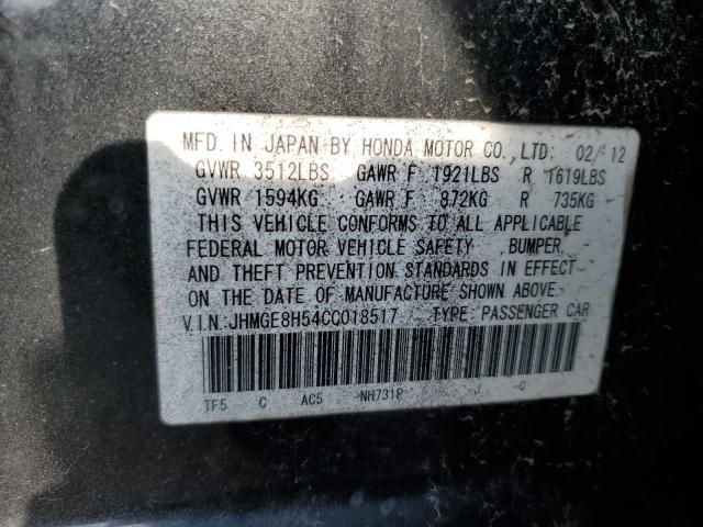 JHMGE8H54CC018517 - 2012 HONDA FIT SPORT BLACK photo 12