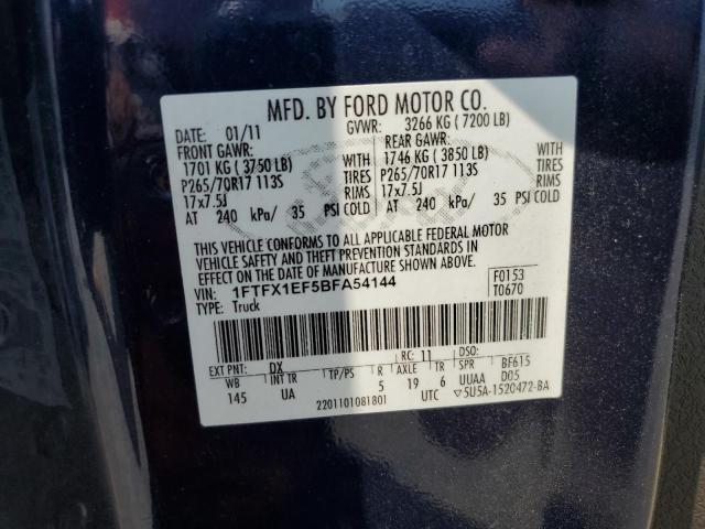 1FTFX1EF5BFA54144 - 2011 FORD F150 SUPER CAB BLUE photo 12