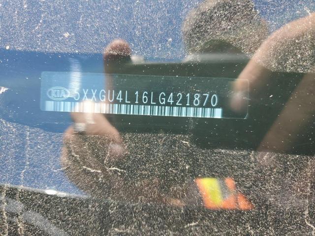 5XXGU4L16LG421870 - 2020 KIA OPTIMA EX GRAY photo 12