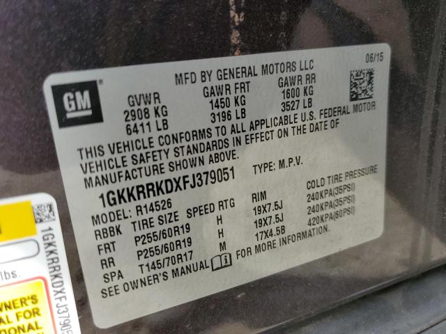 1GKKRRKDXFJ379051 - 2015 GMC ACADIA SLT-1 PURPLE photo 12