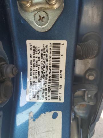 1HGFA16897L092410 - 2007 HONDA CIVIC EX BLUE photo 12