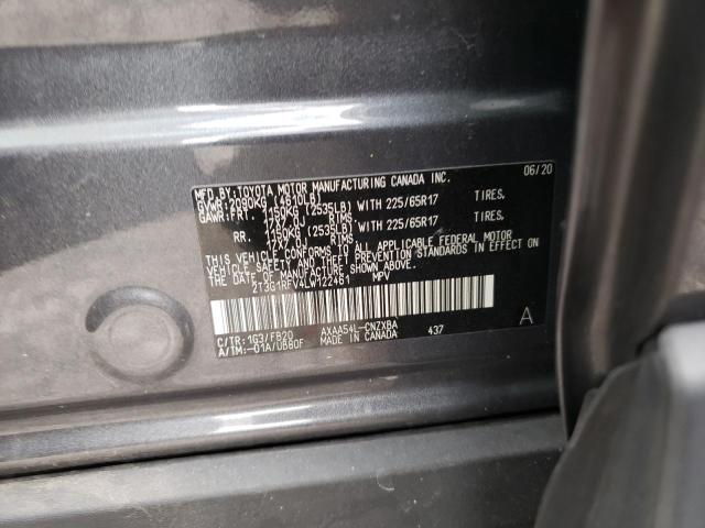 2T3G1RFV4LW122461 - 2020 TOYOTA RAV4 LE GRAY photo 13