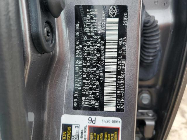 4T1BF1FK6GU249018 - 2016 TOYOTA CAMRY LE GRAY photo 12