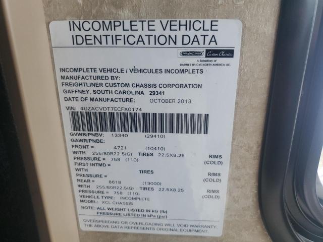 4UZACVDT7ECFX0174 - 2014 FREIGHTLINER CHASSIS XC შავი ფოტო 10