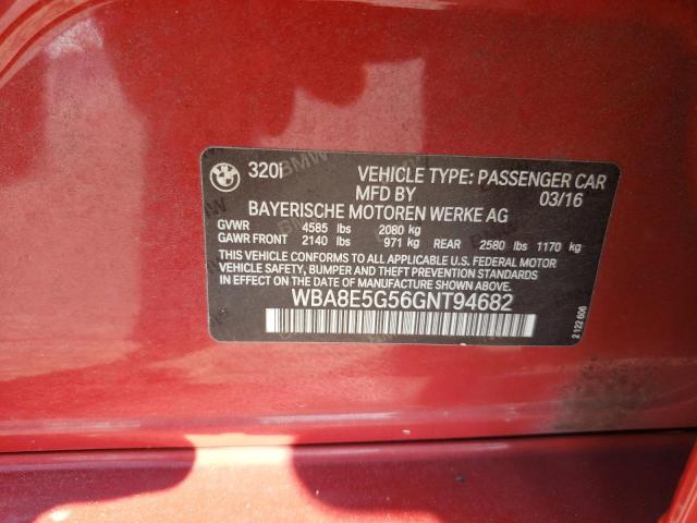 WBA8E5G56GNT94682 - 2016 BMW 320 XI RED photo 12