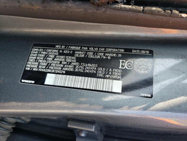 YV4A22RK2K1245214 - 2019 VOLVO XC60 T6 Szary zdjęcie 13