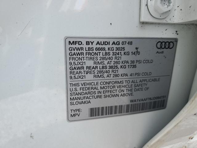 WA1VAAF78JD054731 - 2018 AUDI Q7 PRESTIGE თეთრი ფოტო 12