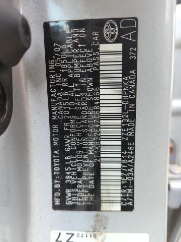 2T1KR32E47C684866 - 2007 TOYOTA COROLLA MA XR SILVER photo 12