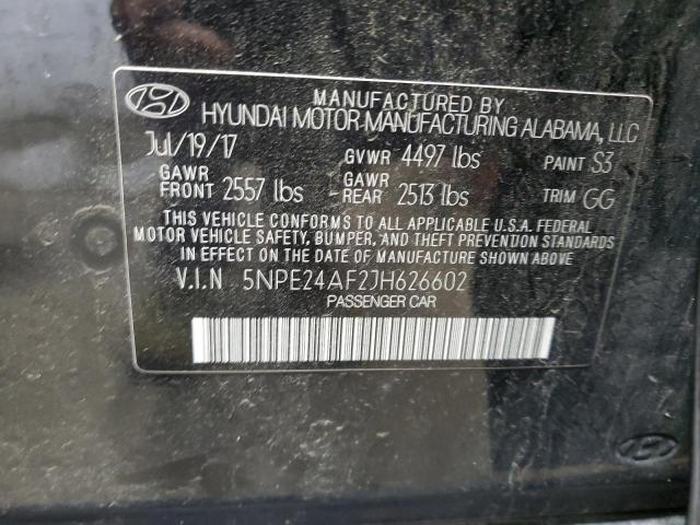 5NPE24AF2JH626602 - 2018 HYUNDAI SONATA SE შავი ფოტო 12