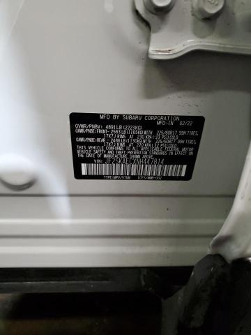 JF2SKAECXNH447814 - 2022 SUBARU FORESTER PREMIUM WHITE photo 13