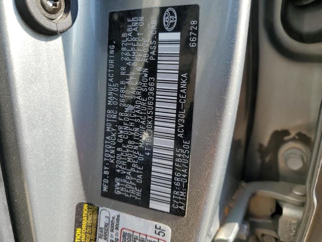 4T1BE30KX5U633663 - 2005 TOYOTA CAMRY LE SILVER photo 12