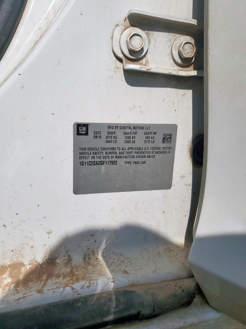 1G11C5SA2GF117982 - 2016 CHEVROLET MALIBU LIM LT თეთრი ფოტო 12