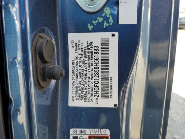2HGFG12858H561883 - 2008 HONDA CIVIC EX BLUE photo 12
