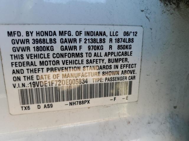 19VDE1F72DE005834 - 2013 ACURA ILX 20 TECH WHITE photo 12