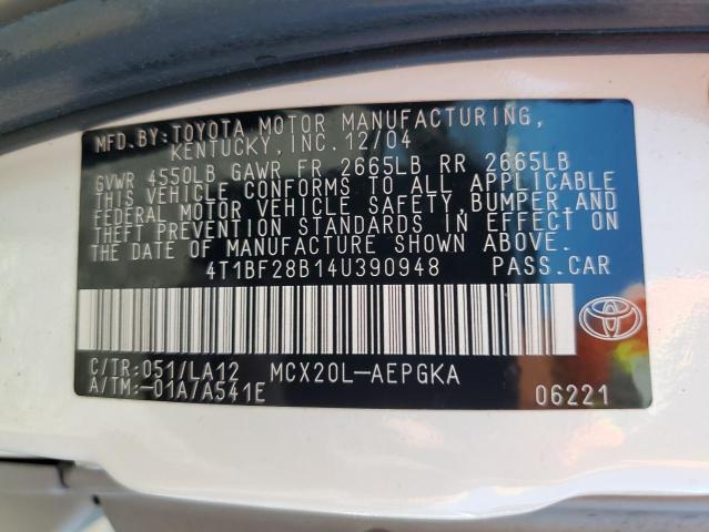 4T1BF28B14U390948 - 2004 TOYOTA AVALON XL 白色 照片 12