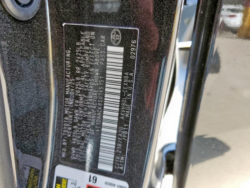 4T1DAACK8SU145151 - 2025 TOYOTA CAMRY XSE 黑色 照片 12