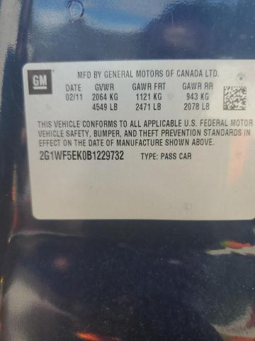 2G1WF5EK0B1229732 - 2011 CHEVROLET IMPALA LS BLUE photo 12