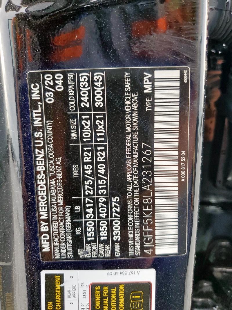 4JGFF5KE8LA231267 - 2020 MERCEDES-BENZ GLS 450 4MATIC BLACK photo 13