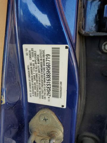 2HGES16385H561719 - 2005 HONDA CIVIC DX VP BLUE photo 12