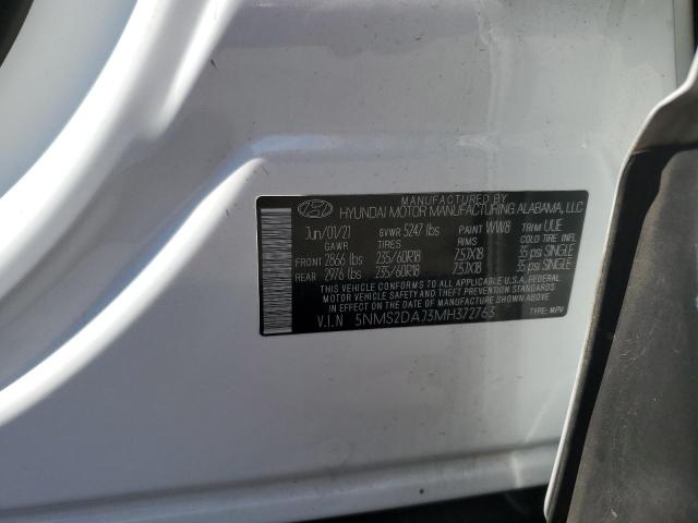 5NMS2DAJ3MH372763 - 2021 HYUNDAI SANTA FE SEL Biały zdjęcie 13