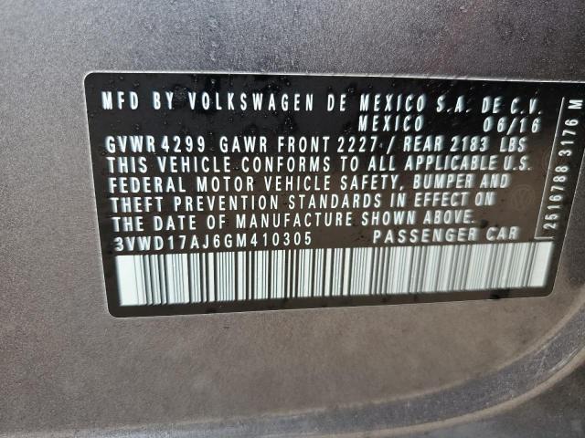 3VWD17AJ6GM410305 - 2016 VOLKSWAGEN JETTA SPORT ნაცრისფერი ფოტო 12