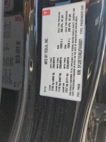 5YJ3E1EA8JF046801 - 2018 TESLA MODEL 3 Schwarz Foto 13