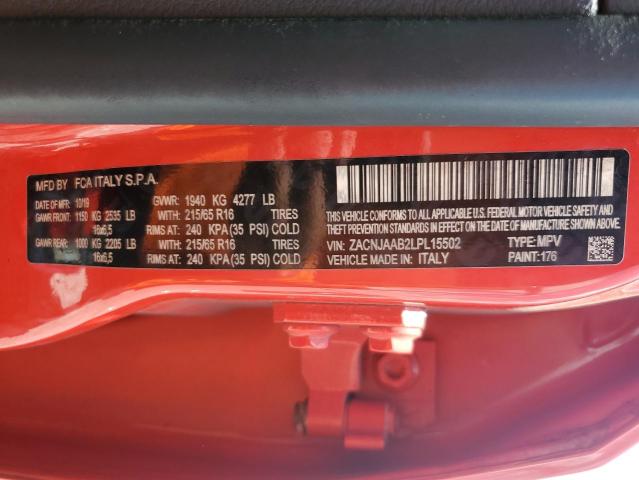 ZACNJAAB2LPL15502 - 2020 JEEP RENEGADE SPORT RED photo 12