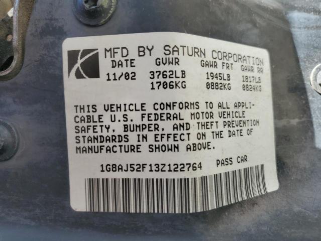 1G8AJ52F13Z122764 - 2003 SATURN ION LEVEL 2 银色 照片 12