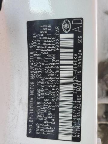 2T1KR32E75C400613 - 2005 TOYOTA COROLLA MA XR WHITE photo 12