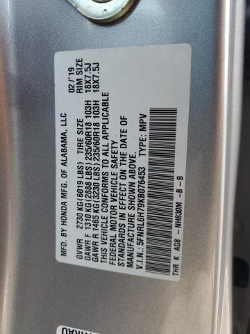 5FNRL6H79KB076453 - 2019 HONDA ODYSSEY EXL Gümüş foto 13