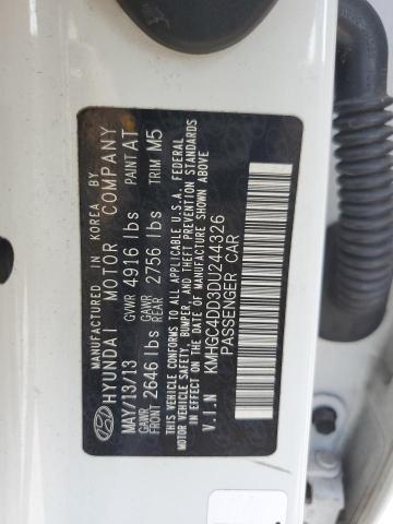 KMHGC4DD3DU244326 - 2013 HYUNDAI GENESIS 3.8L WHITE photo 12