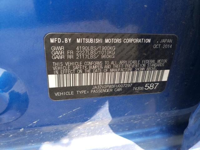 JA32V2FW3FU007297 - 2015 MITSUBISHI LANCER SE BLUE photo 13