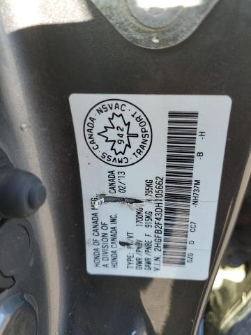 2HGFB2F43DH105662 - 2013 HONDA CIVIC LX GRAY photo 12