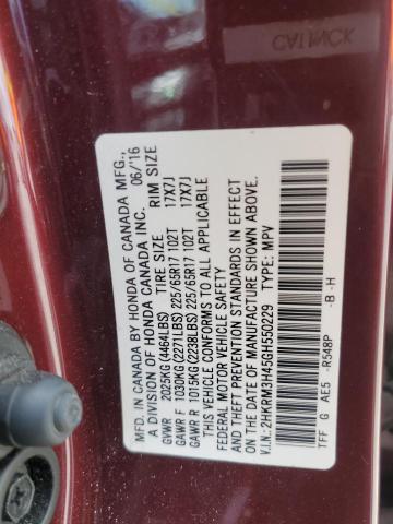 2HKRM3H45GH550229 - 2016 HONDA CR-V SE BURGUNDY photo 13