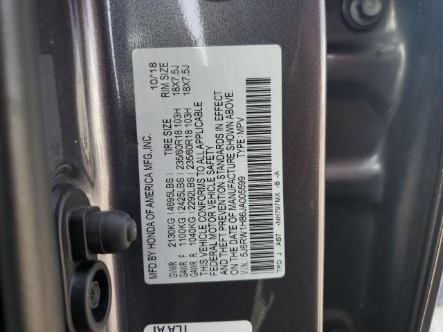 5J6RW1H86JA005599 - 2018 HONDA CR-V EXL GRAY photo 14