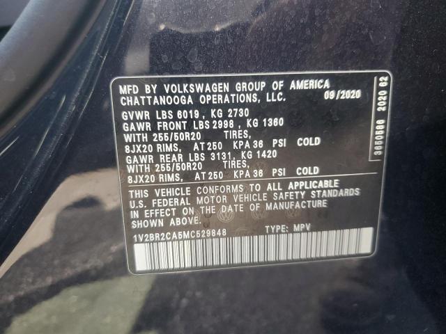 1V2BR2CA5MC529848 - 2021 VOLKSWAGEN ATLAS SEL أسود صورة 13