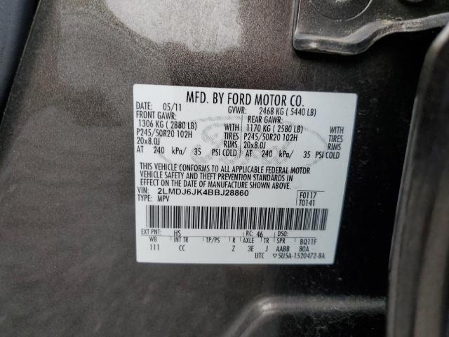 2LMDJ6JK4BBJ28860 - 2011 LINCOLN MKX BROWN photo 13